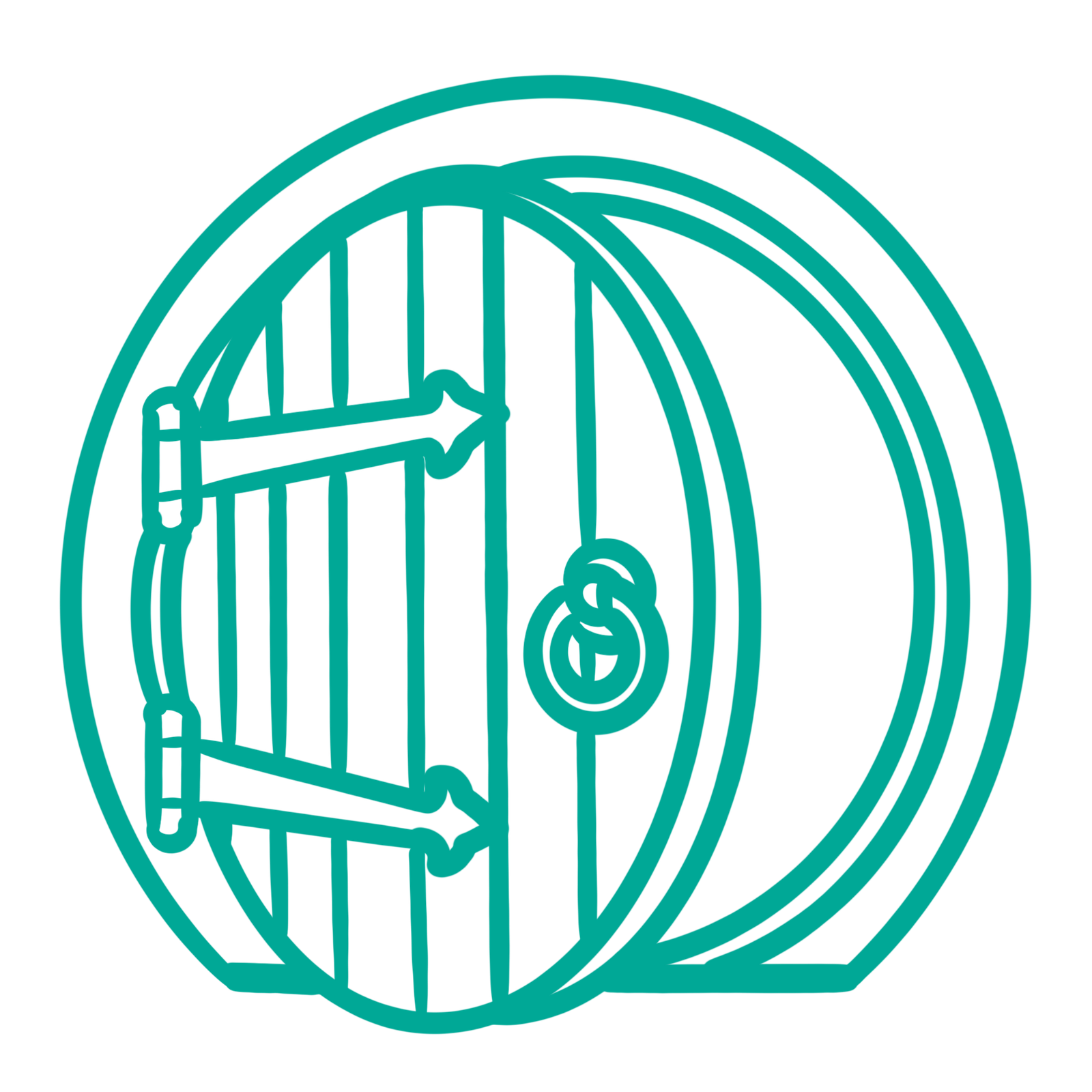 Badge 1: A round door slightly ajar.